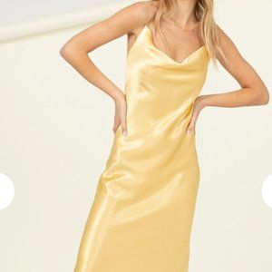 Yellow Satin Long Dress
